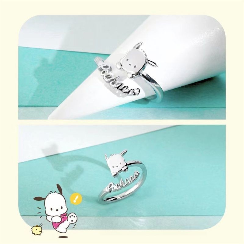 Sanrio Series Pacha Dog Letter Open Ring Dễ Thương Dễ Thương Vui Nhộn Hoạt Hình Niche Tinh Tế Đơn Giản Quà Tặng Sinh Nhật