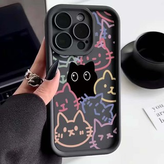 Ốp Lưng Điện Thoại Samsung Galaxy M15 M20 M31 M51 M30S M23 M11 A10 J7 Prime Vỏ Silicon Nhiều Màu Sắc Mèo Đen Hoạt Hình Bảo Vệ Toàn Diện Đơn Giản Bảo Vệ Camera Cặp Đôi