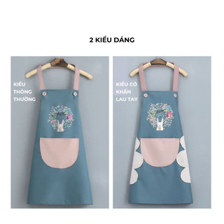 Tạp dề nhà bếp chống thấm nước BUNA có túi họa tiết dễ thương dành cho nam và nữ Tạp dề có bông lau