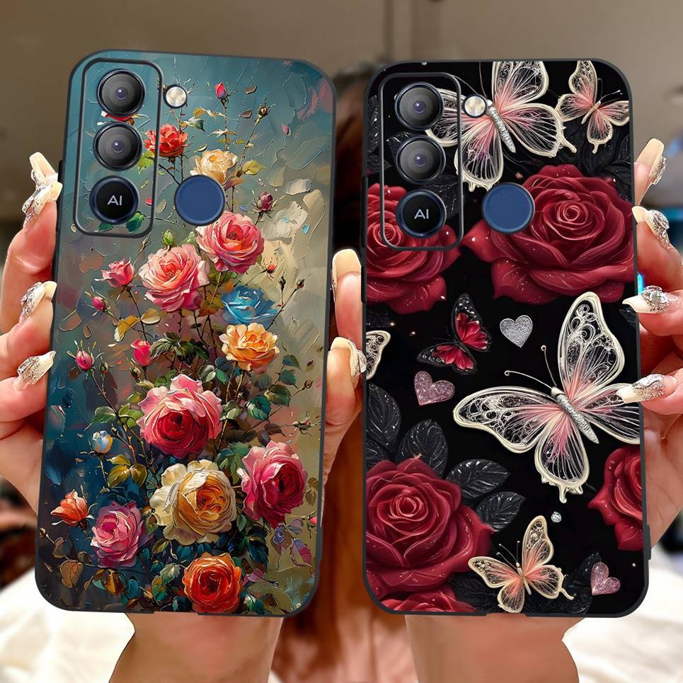 Dành Cho Tecno Pop 5 LTE BD4 BD4i BD4a / Pop 5 BD1 BD2 BD3 Ốp điện thoại Rồng Bướm Hoa Thời Trang Ốp điện thoại Silicon Mềm Trong Suốt