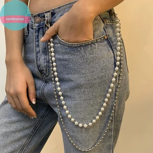 Sund Dây Thắt Lưng Đơn Giản Cho Nữ Tính Khí Ngọc Trai Đính Hạt Chữ U Dây Xích Hip Hop Rock Cá Tính Quần Jean Dây Xích Phụ Kiện VN