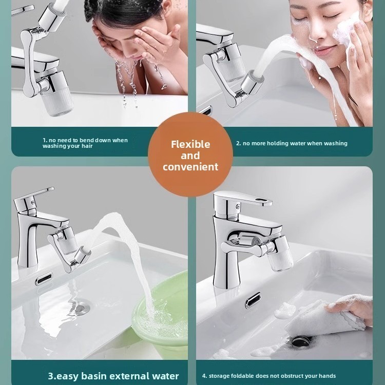 Bộ mở rộng vòi inox 1080 °Vòi phun nước xoay Vòi phun Máy trộn phòng tắm đa năng Máy sục khí 2 chế độ phun