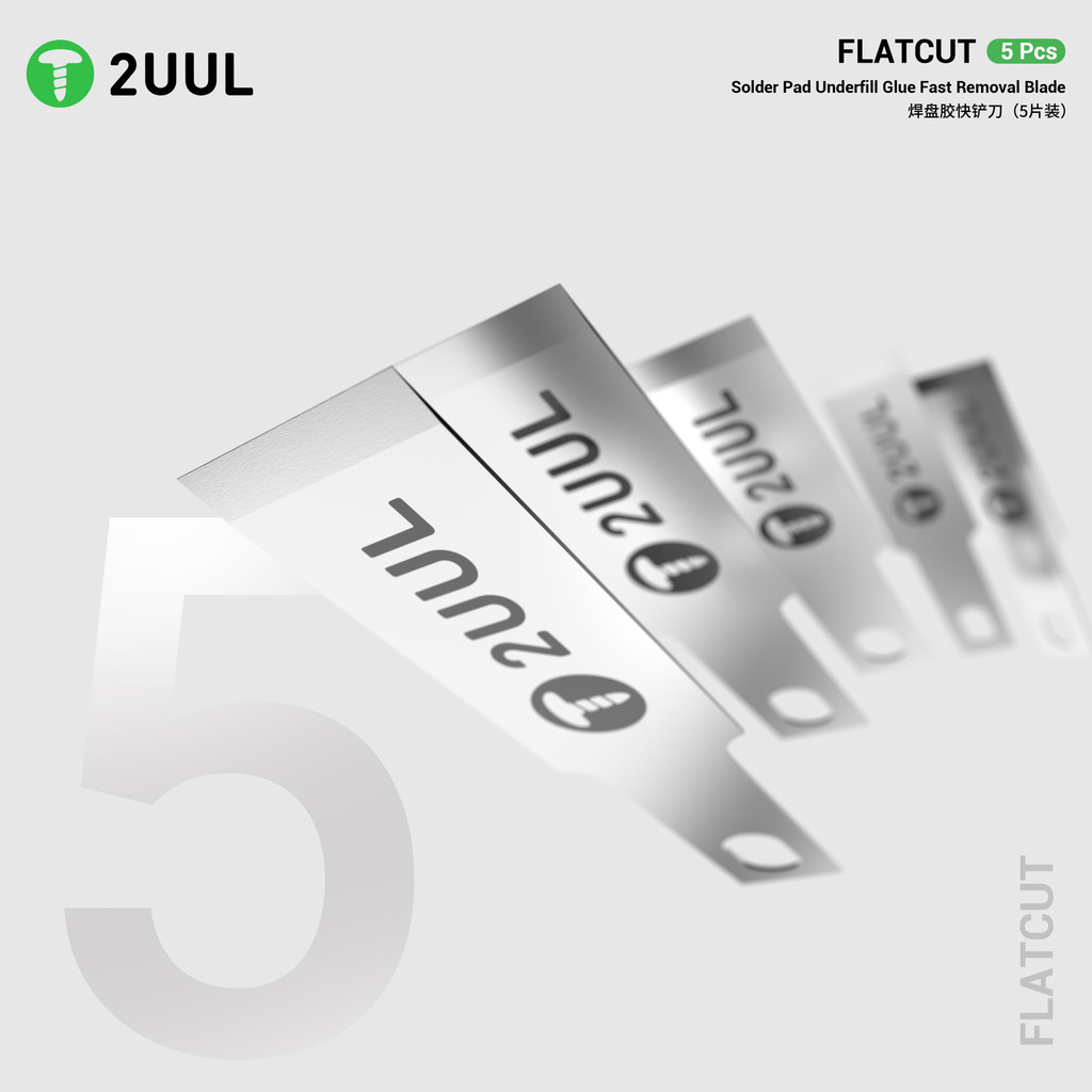 2UUL DA28 FLATCUT 5 Miếng Hàn Miếng Dán Loại Bỏ Keo Bộ Lưỡi Dao Có Giấy Nhám Cho Điện Thoại PCB Sửa Chữa An Toàn CPU Chip Dụng Cụ Cạo
