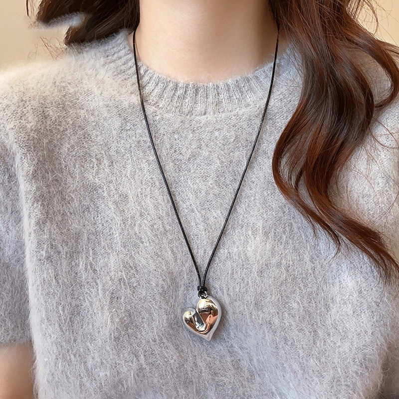 Vintage Nhiều Màu Sắc Tùy Chọn Có Thể Điều Chỉnh Mặt Dây Chuyền Vòng Cổ - Hợp Thời Trang Thiết Kế Hình Trái Tim Áo Len Dây Chuyền Trang Sức Phụ Kiện