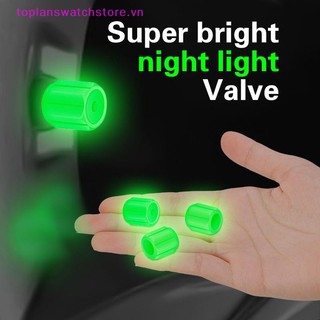 Toplanswatchstore 4 Mũ Van Lốp Dạ Quang Cho Ô Tô Xe Máy Xe Đạp Bánh Xe Trung Tâm Dụng Cụ Tạo Kiểu Phát Sáng Trong Bóng Tối Thân Không Khí Bụi Vành Bao Phụ Kiện VN