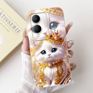 Dành Cho Vivo Y17s V2310 Vỏ Hoạt Hình Mèo Thỏ Dễ Thương Mới Vivo Y17S Y 17S 4G Bảo Vệ Ống Kính Silicon Mềm Vỏ Điện Thoại