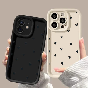 Ốp Lưng Trái Tim Tình Yêu Nhỏ Màu Đen Dễ Thương Cho OPPO Reno 14 13 12 Pro 11F 12F 13F 10 5G 7 8 11 10 Pro Plus 8T A7Z 8Z A3 A5 Pro A3X A5X 5G Vỏ Điện Thoại Silicon Mềm Mờ