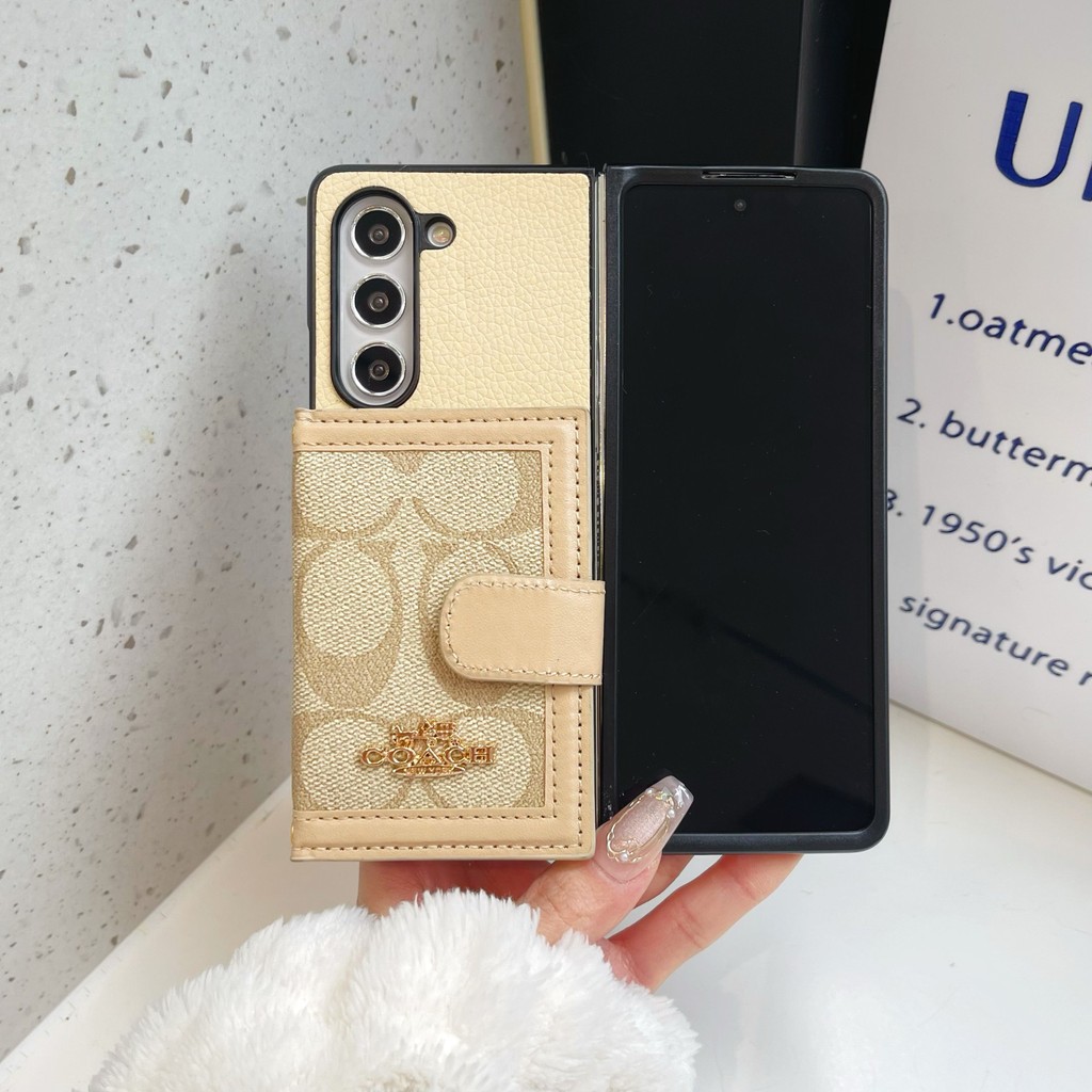 Ốp Điện Thoại Gấp Sang Trọng Cao Cấp Cho Samsung Galaxy Z Fold 2 3 4 5 6 7 Phong Cách Vintage Có Dây Cho Z Fold7 Với Giá Đỡ Thẻ Sang Trọng Chống Sốc Vỏ Bảo Vệ