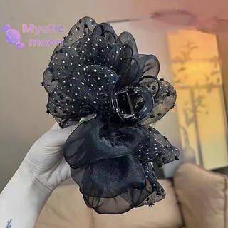 [Huyền bí] Mùa hè Lưới ngọt ngào Vải tuyn Nơ Lớn Vuốt Tóc Kẹp Dành Cho Nữ Màu Trơn Thanh Lịch Nơ Đuôi Ngựa Kẹp Phụ Kiện Mũ Đội Đầu Mới [Mới]
