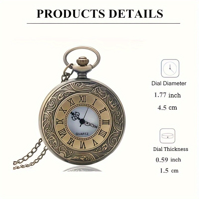 Đồng La Mã Số Thạch Anh Bỏ Túi Đồng Hồ Vintage Rỗng Ốp Lưng Steampunk Mặt Dây Chuyền Vòng Cổ Dây Chuyền Đồng Hồ Giải Trí Cho Nam Nữ