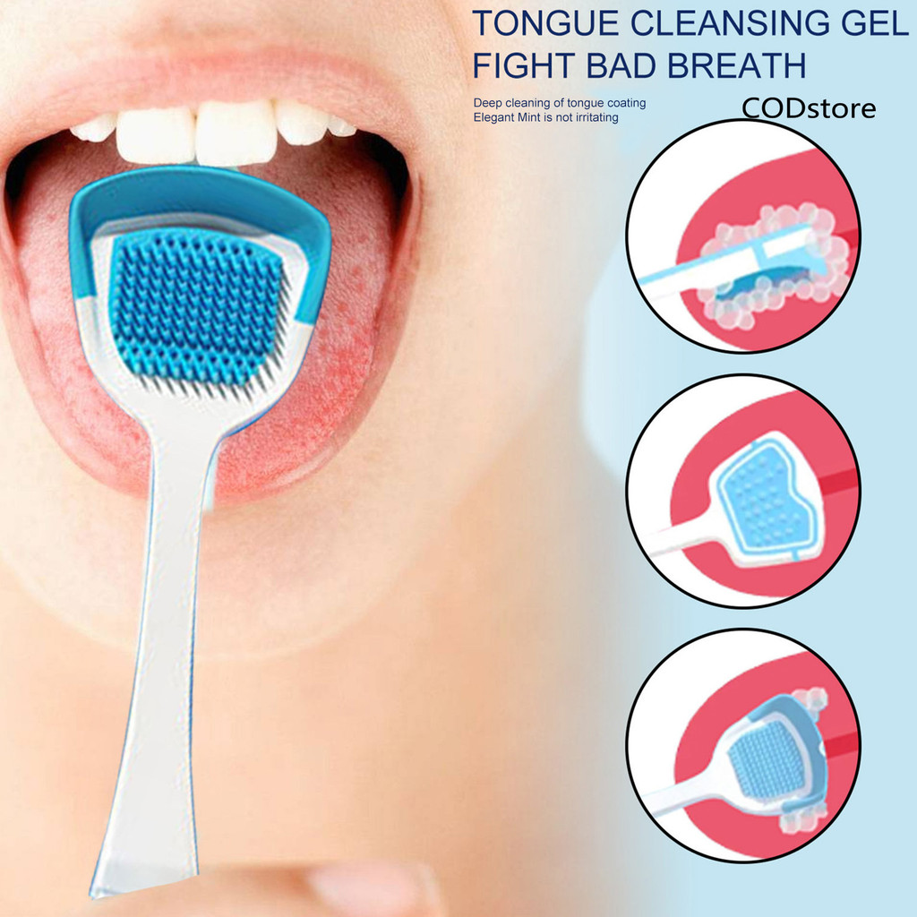 [Codst] 50g / bộ Dụng cụ làm sạch lưỡi Thao tác đơn giản Tay cầm công thái học Bàn chải Gel làm sạch lưỡi cầm tay cho Unisex