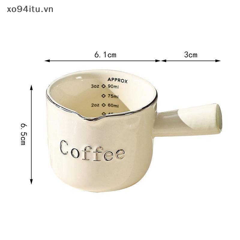 Xoitu 90ml Cốc đo tốt nghiệp bằng gốm đậm đặc có tay cầm Hộp đựng chất lỏng Cốc sữa VN