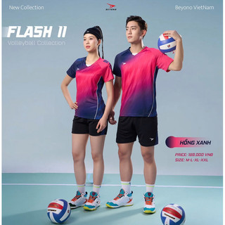 Bộ quần áo bóng chuyền nam nữ Beyono Flash 2 hoạ tiết loang màu siêu đẹp, tay phối độc đáo, chất vải mềm mịn thoáng mát