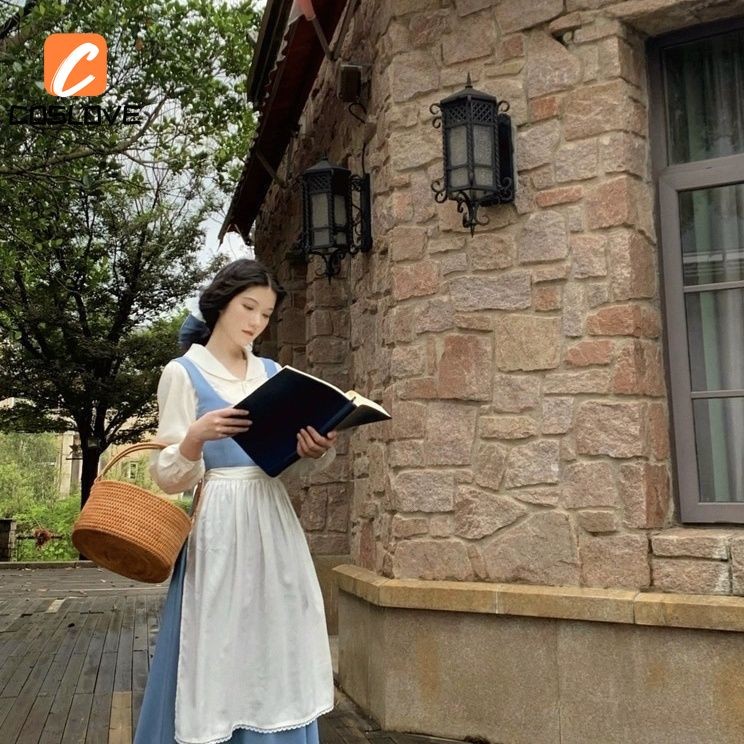 Trang phục cosplay Belle quái thú full set, đầm tay dài cho nữ