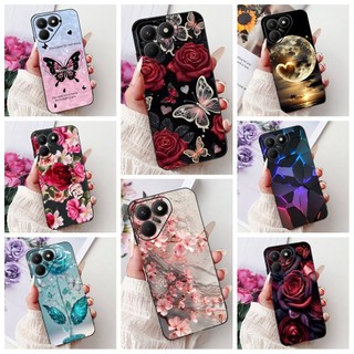 Dành Cho Tecno Pova 7 4G LJ6 Vỏ Hoa Bướm Silicon Mềm TPU Màu Đen Cho Tecno Pova7 4G 2025 Vỏ Điện Thoại