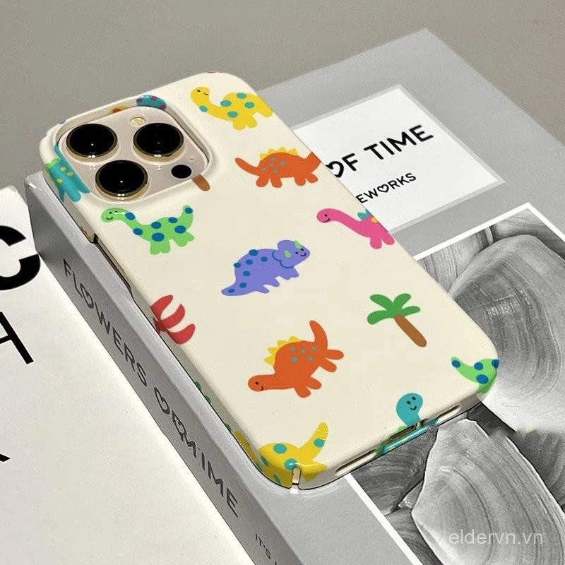 Ốp điện thoại hoạt hình khủng long QYJS dùng cho IPhone 12 PRO 11 16 15 14 13 ProMax 7 8 plus X XR XR XSMAX SE 14 15 16 PLUS Ốp cứng điện ảnh Vỏ bảo vệ chống rơi cao cấp mẫu sành điệu GBYQ