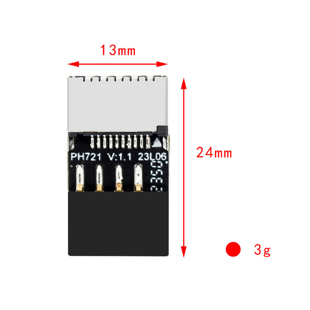 Jmt USB2.0 9Pin Nam Sang Type-E Nữ Mặt Trước Ổ Cắm Mainboard Đầu Nối Nối Dài Adapter Cho Máy Tính Để Bàn
