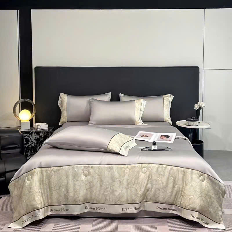 (ST811) Bộ Chăn Ga Gối Chất Liệu Phi Lụa Thoáng Mát, Mềm Mại Không Nhăn Rúm - MemMinbedding Luxury