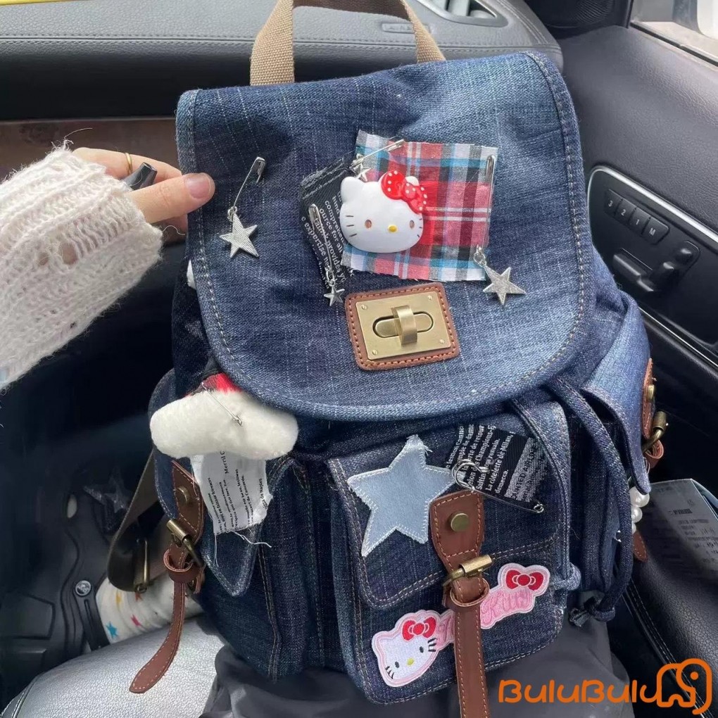 Ba lô Denim nữ quyến rũ xương - Ba lô thông thường Quà tặng sành điệu cho sinh nhật