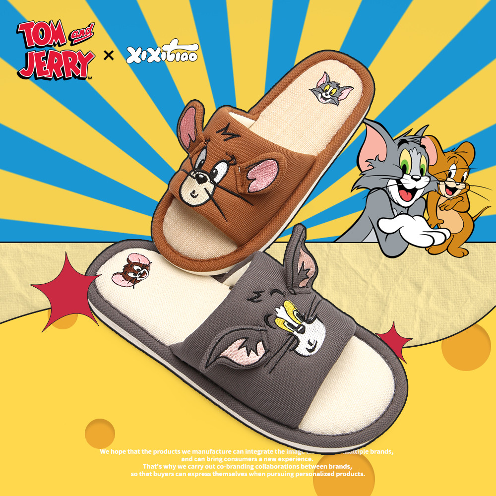 Mèo Và Chuột Tom Jerry Dép Cotton Phẳng Dép Đế Mềm Im Lặng Đế Mềm Dép Vải Lanh Cotton Bốn Mùa Dép Lanh Đa Năng Dép Đi Trong Nhà Dép Đi Trong Nhà Hút Mồ Hôi Hộ Gia Đình S