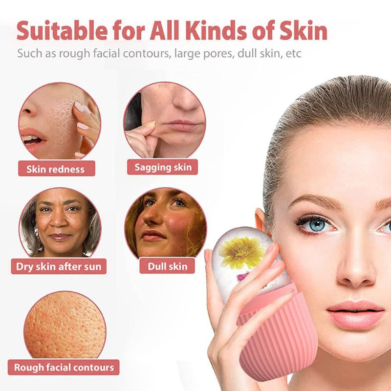 Đá Lăn Massage Mặt Bằng Silicone, Da Massage, Cho mắt, cổ, mặt, có thể tái sử dụng và chống rò rỉ