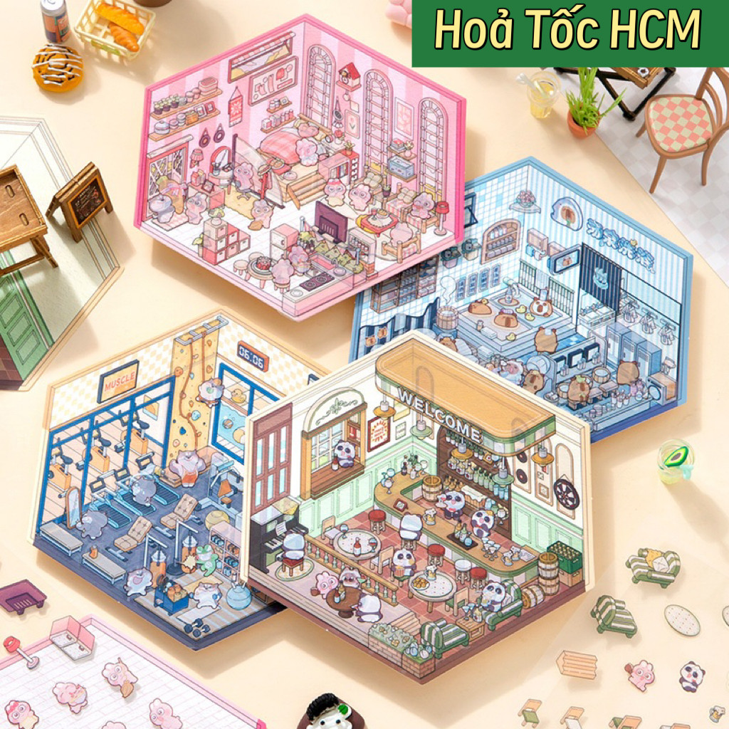 Bộ 3 Sticker 3D Phong Cảnh – Hình Dán Đa Tầng Chống Nước, Trang Trí Sổ & DIY