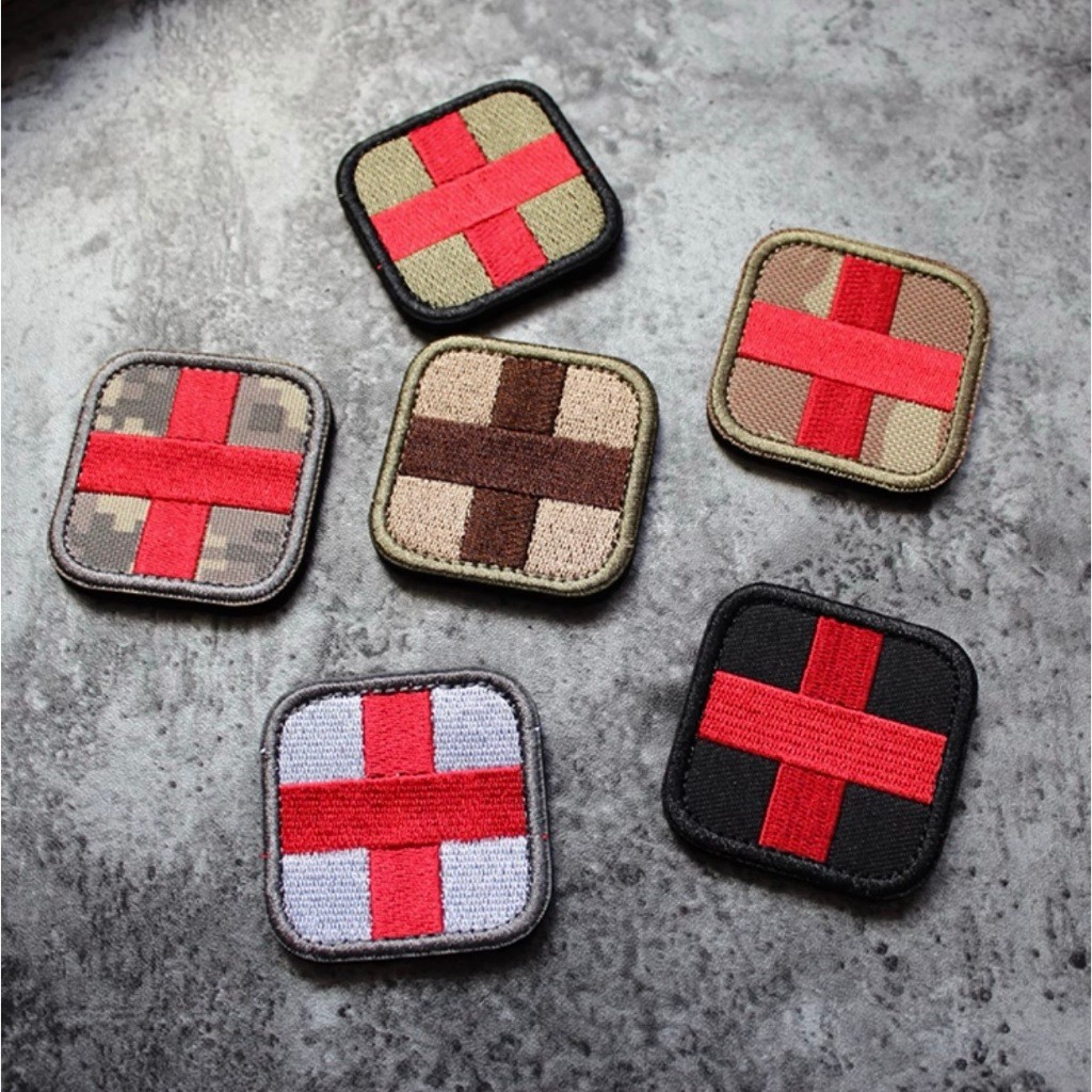 Patch_velcro thêu chữ thập y tế dán quần áo_ba lô_túi xách