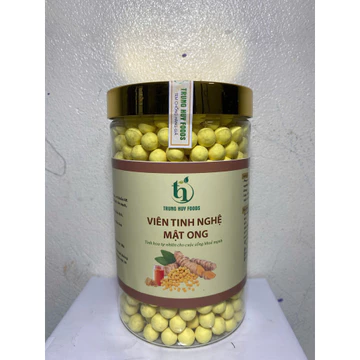Hộp 500g viên tinh bột nghệ mật ong Trung Huy foods, viên nghệ vàng mật ong, củ nghệ vàng