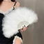 Quạt gấp đám cưới DARON, Quạt lông vũ cầm tay đầy màu sắc, Quạt nghệ thuật có tua rua Đạo cụ Cosplay truyền thống thanh lịch Quạt sườn xám Show Phụ kiện