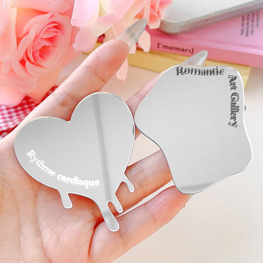 1 / 2 Chiếc Gương Mặt Sau Điện Thoại Di Động Acrylic - Gương Selfie Điện Thoại Hình Không Đều - Tự Dính, Mỏng, Trong Suốt - Nhãn Dán Gương Trái Tim Thời Trang INS - Gương Trang Điểm Di Động