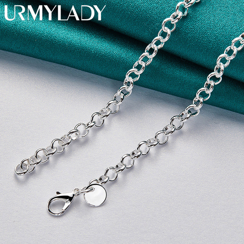 URMYLADY Bạc 925 Chữ Thập Chìa Khóa Trái Tim Ngôi Sao Zircon Mặt Dây Chuyền Vòng Cổ Cho Nữ Trang Sức