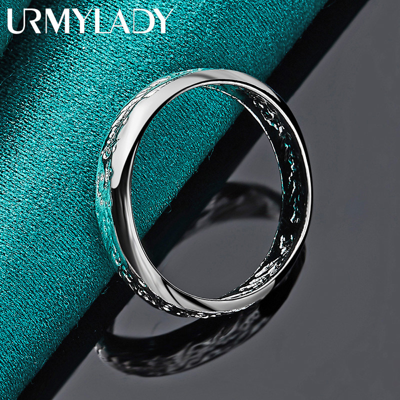 URMYLADY Bạc 925 Văn Bản Khắc 7-10 # Nhẫn Nữ Tiệc Cưới Thời Trang Quyến Rũ Trang Sức