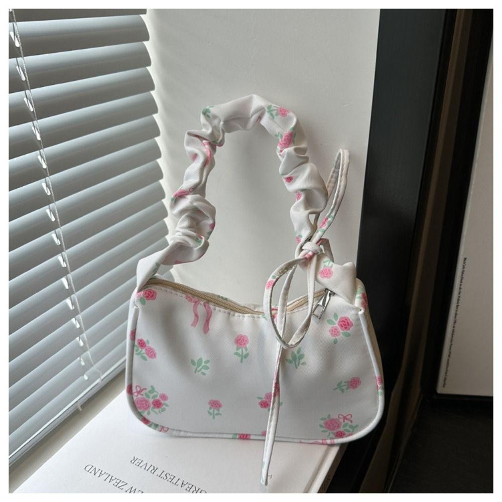 Túi đeo vai hoa GUSTAVA, Túi đeo nách xếp ly có dây kéo dung tích lớn, Túi xách nữ Nylon nhẹ