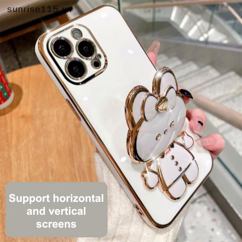 SRVN 360° Giá đỡ xoay 2 trong 1 Phim hoạt hình Gương trang điểm Giá đỡ điện thoại Phụ kiện để bàn có thể gập lại đa chức năng.