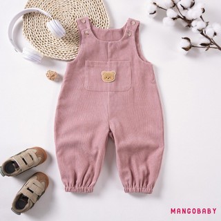 MG-Baby Boy Girl Corduroy Áo liền quần không tay thêu gấu có túi phía trước Quần áo mùa thu dễ thương