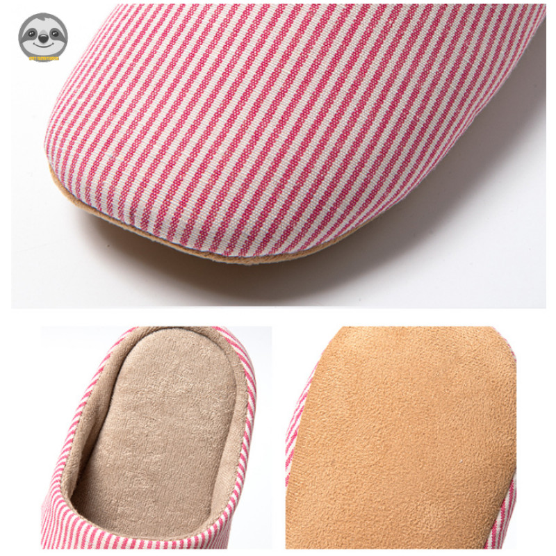 Phong cách Nhật Bản Phong cách Muji / Nam Nữ Dép Cotton sọc màu trơn trong nhà / Dép ấm sàn gỗ gia đình
