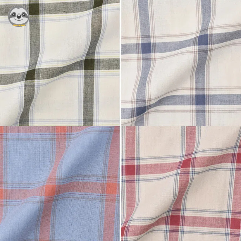 Phong cách Nhật Bản Muji Style / Đồ ngủ ngắn tay bằng vải Cotton / Bộ đồ ngủ kẻ sọc màu hỗn hợp / Đồ ngủ cặp đôi thân thiện với da mềm mại