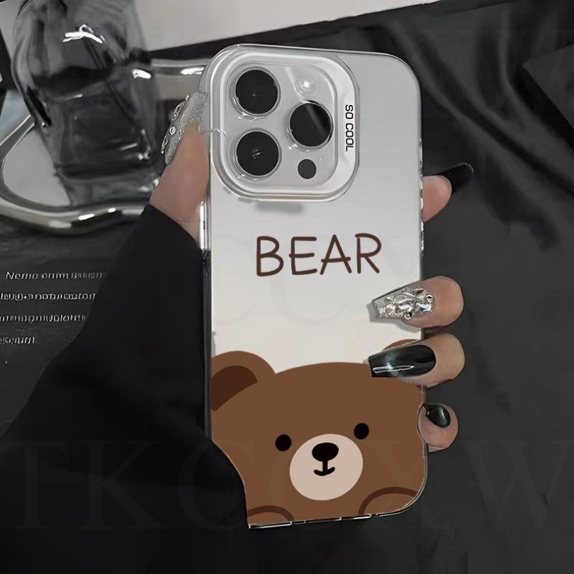 Ốp điện thoại mờ gấu nâu hồng cho OPPO Reno 12 11 10 8 7 6 5 Pro Reno 11F 8T 7Z 8Z 7 8 6 5 4 Lite 5F 4F Ốp lưng Silicon cao cấp