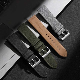 Hàng sẵn có- Dây đeo đồng hồ bằng da Nylon 20mm 22mm Phong cách Anh Quốc Vintage Dệt vải da bò Dây đeo đồng hồ phát hành nhanh Vòng đeo tay nam nữ Đen xám xanh xanh