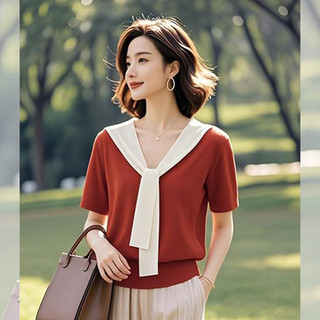 Dệt Kim Mùa Hè Nữ Phong Cách Mới Đi Làm Áo Thun Thời Trang Sang Trọng Top 2025 Ren Ánh Sáng Trưởng Thành