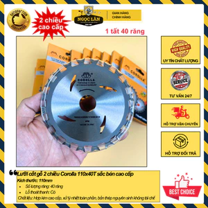 Lưỡi cắt gỗ 2 chiều cưa gỗ thịt, lưỡi cắt cốp pha 1 tất Corolla 110x40T sắc bén cao cấp