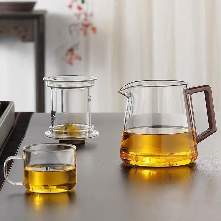[Bán Chạy] Ấm Pha Trà Thủy Tinh Dày 650ml - An Toàn Chống Cháy Nổ, Thiết Kế Tách Nước Trà Riêng Biệt | Bộ Ấm Kung Fu Sưởi Ấm Đa Năng | Phù Hợp Mọi Loại Bếp