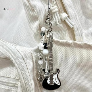 JULYHOT Đàn Guitar Dễ Thương Micro Hạt Điện Thoại Di Động Dây Xích Ngọt Quyến Rũ Móc Khóa Ba Lô Nhạc Note Mặt Dây Chuyền Túi Trang Trí Cô Gái Quà Tặng Massivedeals
