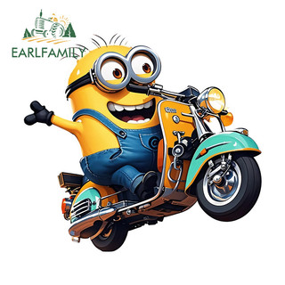 EARLFAMILY Minions Đi Xe Máy Dễ Thương Miếng Dán Xe Máy Chống Thấm Nước Hành Lý Xe Tay Ga Vinyl Đề Can Tắc Xước Cửa Xe Bảo Vệ