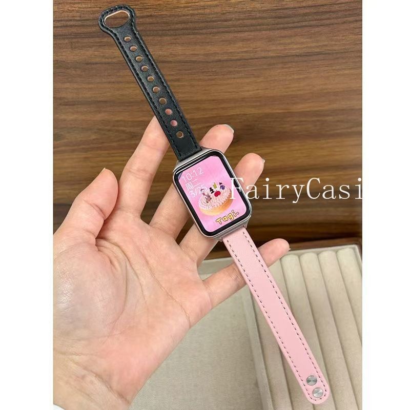 Dây da màu xanh bạc hà cho Xiaomi Mi Band 10 9 8 Pro Dây đeo đồng hồ cho Redmi Watch 5 4 Vòng đeo tay Vòng đeo tay Phụ kiện Correa Không có đồng hồ