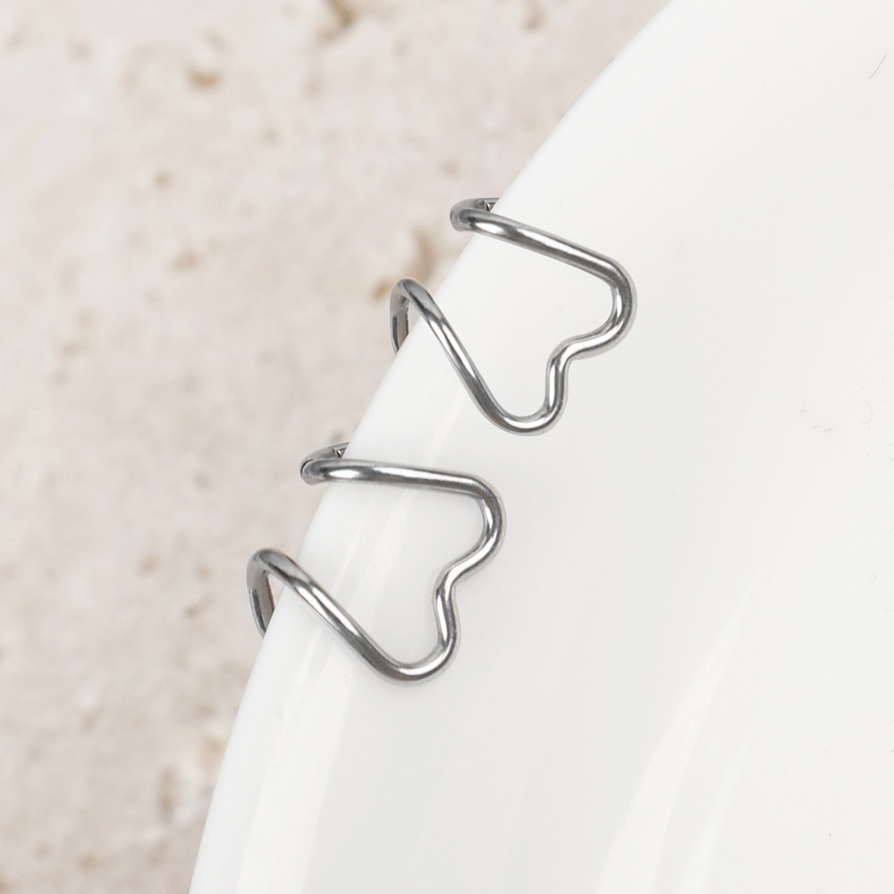 1/2/5/7 Cái Unisex Kẹp Xương Tai Hình Tình Yêu - Vòng Đeo Tai Kim Loại Bạc Phong Cách Giản Dị
