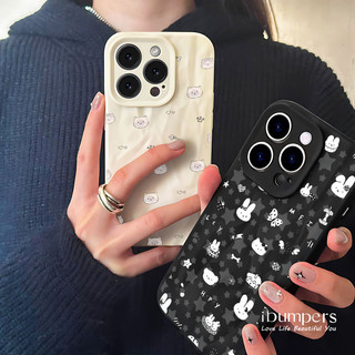 ibumpers Ốp Điện Thoại iPhone Họa Tiết Mèo Kawaii Hợp Thời Cho IPhone 16 15 14 12 13 11 Pro Max IP 7 8 Plus X XS XR Xếp Ly Ốp Lưng Silicon Mềm Chống Sốc