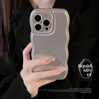 [Sheren] Ốp Điện Thoại Apple 13 Bạc Mạ Điện iphone14 Sense Cao Cấp 16 Ốp Chống Sốc 15promax Wavy Edge 12 Vỏ Bảo Vệ Màu Trơn