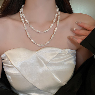 dây chuyền dài cá tính nhiều lớp thời trang vòng cổ nữ ngọc trai dài choker cổ