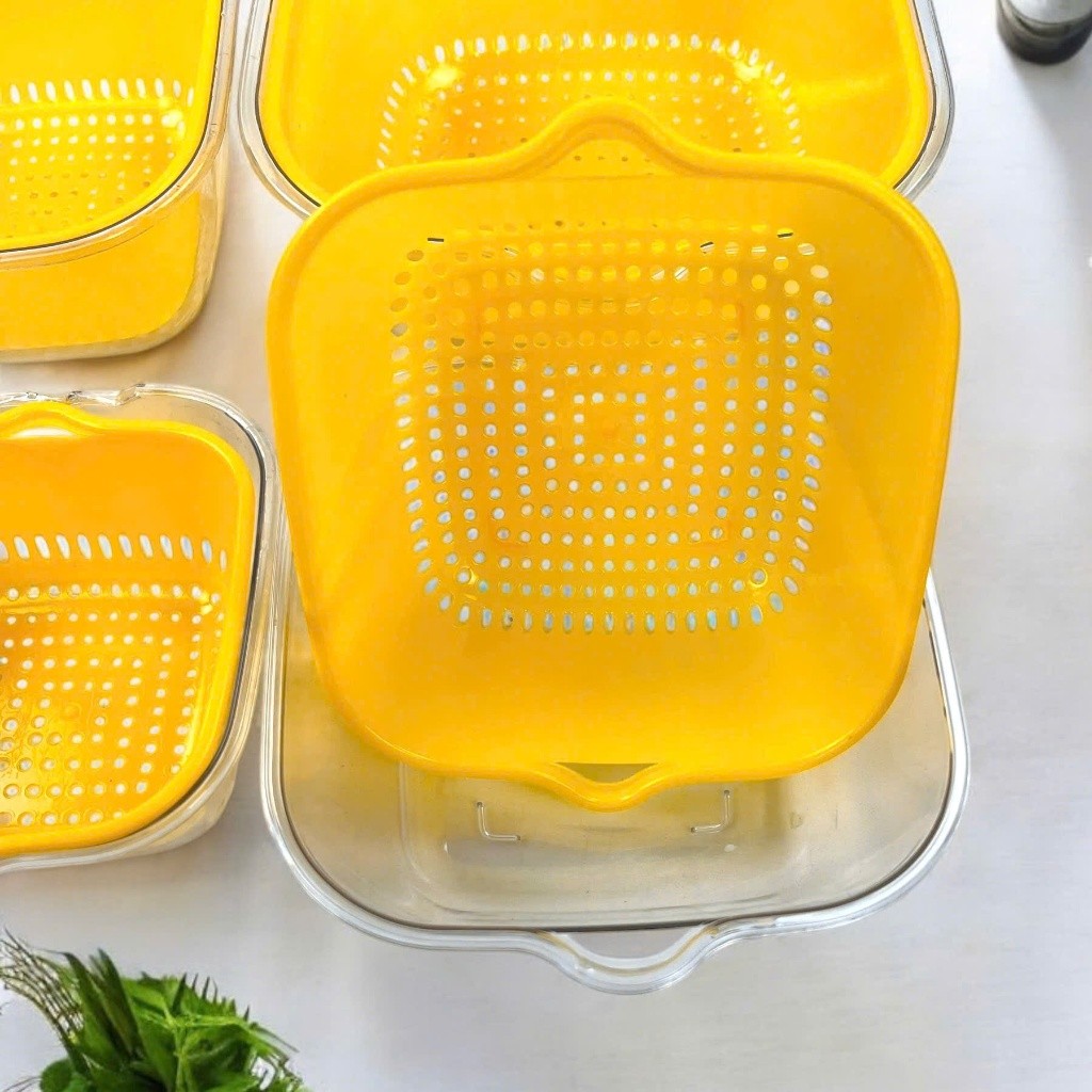 Bộ Thau Rổ 8 Món Vinh Nam Plastic Thiết Kế Thoát Nước Dùng Rửa Rau Củ Quả Tiện Lợi Đủ Kích Cỡ B08